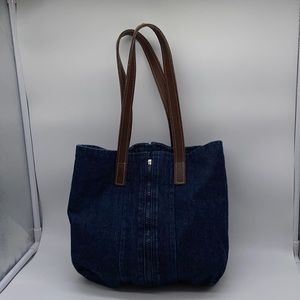 Denim Tote Bag Expandable Interior Pockets Hand Made